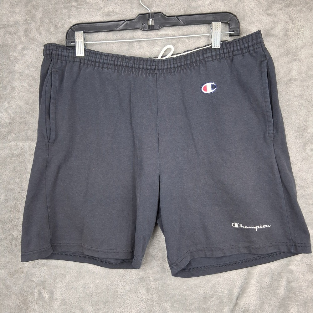 Vintage Champion Mens Navy Blue Jersey Gym Shorts Large 81113-003 Embroidered